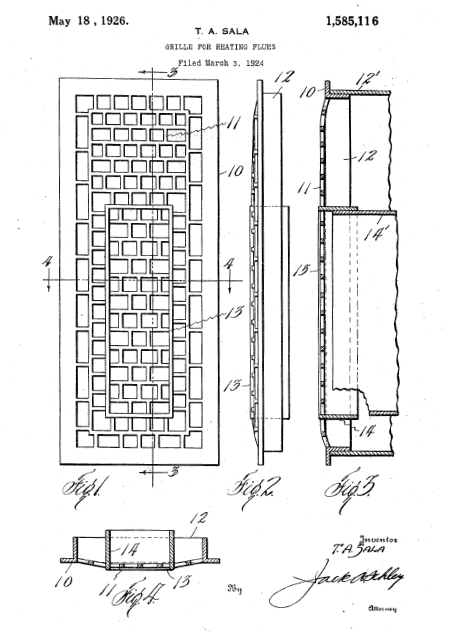 Grille for Heating Flues Patent